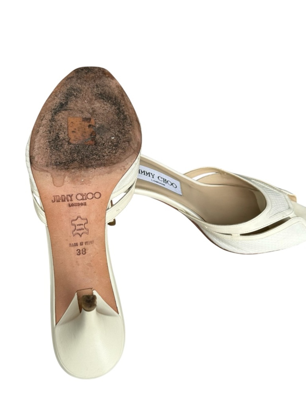 Jimmy Choo Brigitte Sandals Ivory Mules - Picture 14 of 14